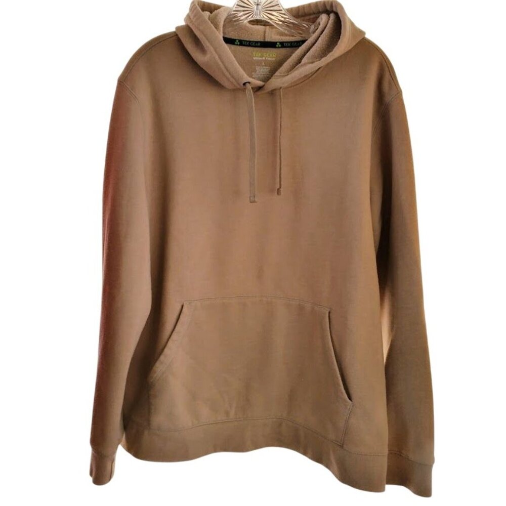 Tek Gear Ultrasoft Fleece Hoodie Tan Pullover Size L
